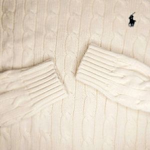 Ralph Lauren Ivory cable knit 100% cotton sweater.